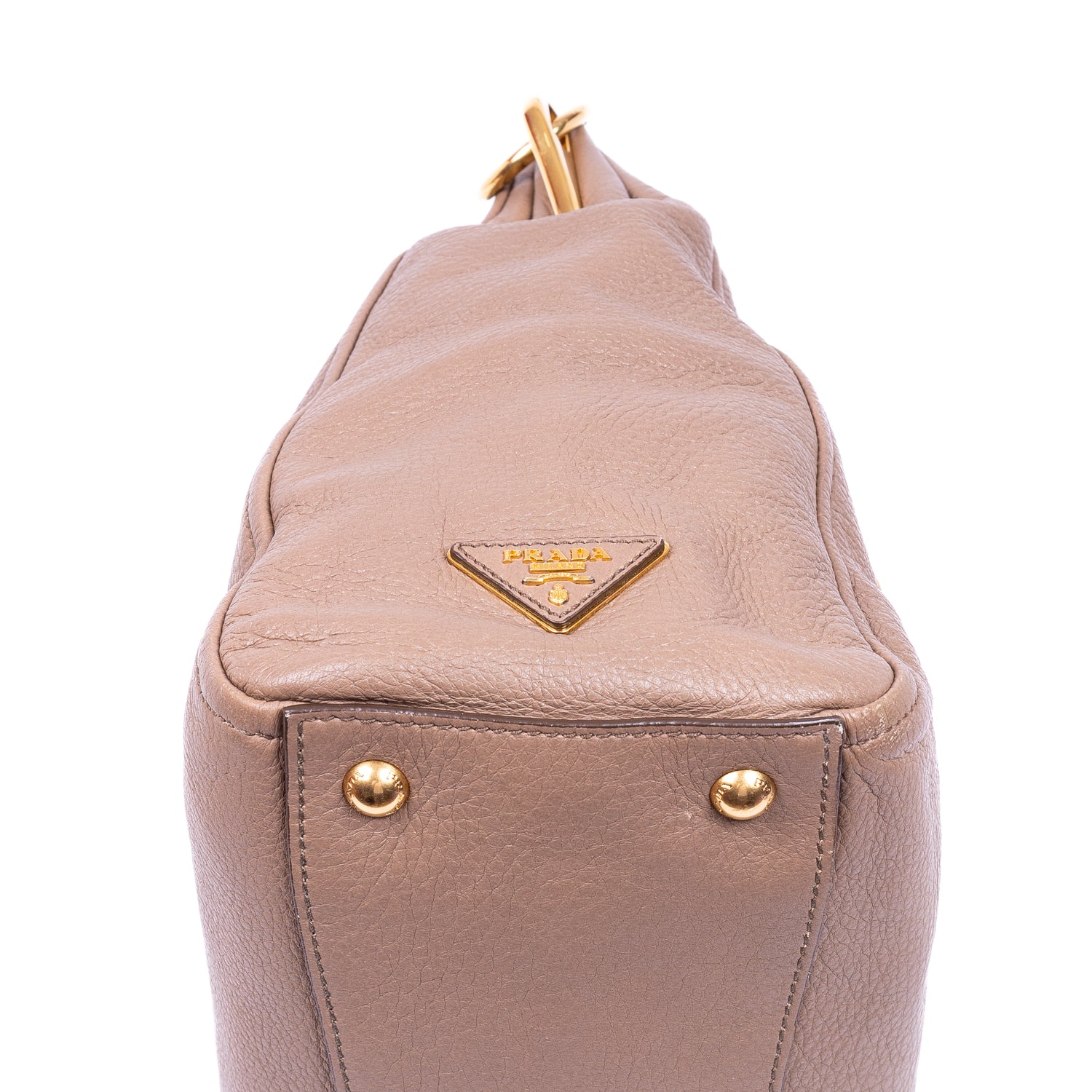 Shoulder Bag Shopping Tote Dark Beige Deerskin Leather