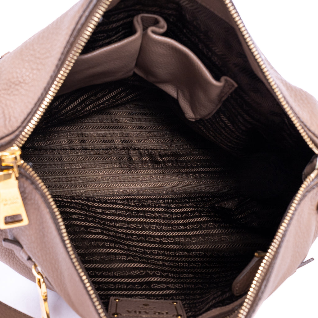 Shoulder Bag Shopping Tote Dark Beige Deerskin Leather