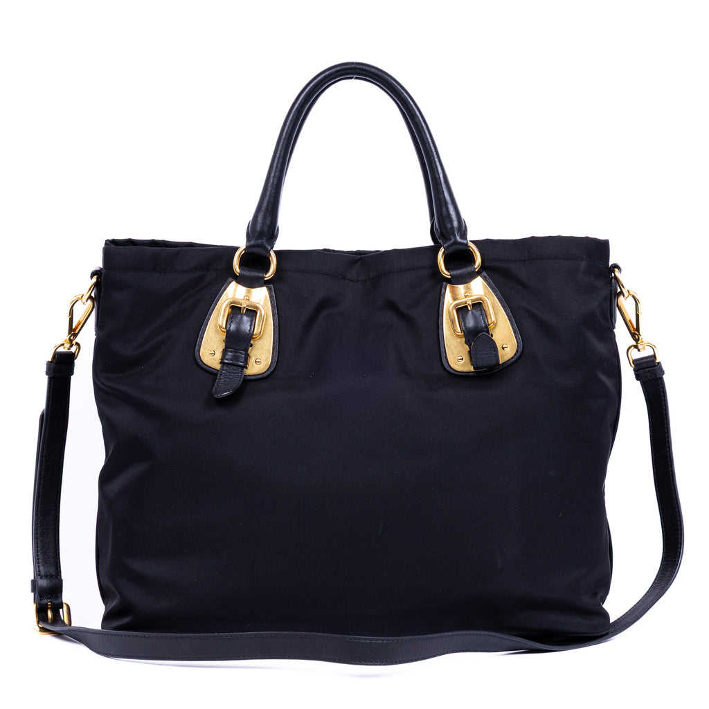Shoulder Bag Crossbody Tote Black Tessuto Nylon Canvas