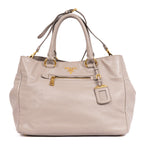 Handbag Front Zip Pocket Crossbody Tote Grey Soft Calfskin Leather
