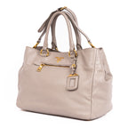 Handbag Front Zip Pocket Crossbody Tote Grey Soft Calfskin Leather