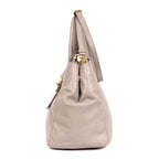 Handbag Front Zip Pocket Crossbody Tote Grey Soft Calfskin Leather