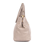 Handbag Front Zip Pocket Crossbody Tote Grey Soft Calfskin Leather