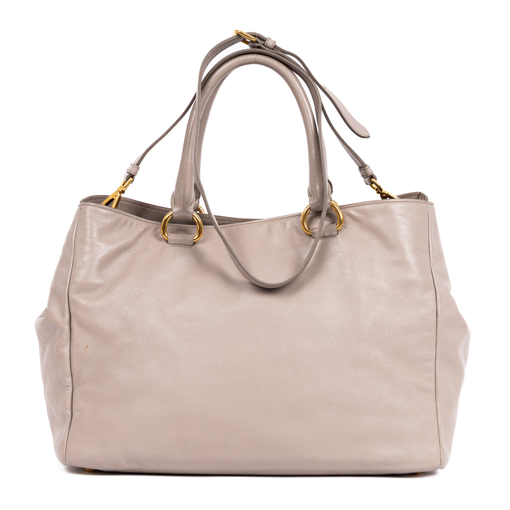 Handbag Front Zip Pocket Crossbody Tote Grey Soft Calfskin Leather