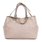 Handbag Front Zip Pocket Crossbody Tote Grey Soft Calfskin Leather