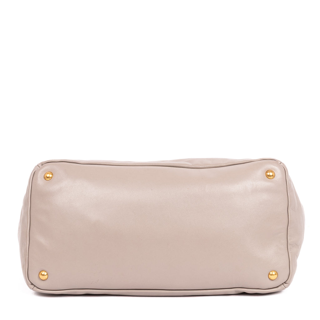 Handbag Front Zip Pocket Crossbody Tote Grey Soft Calfskin Leather