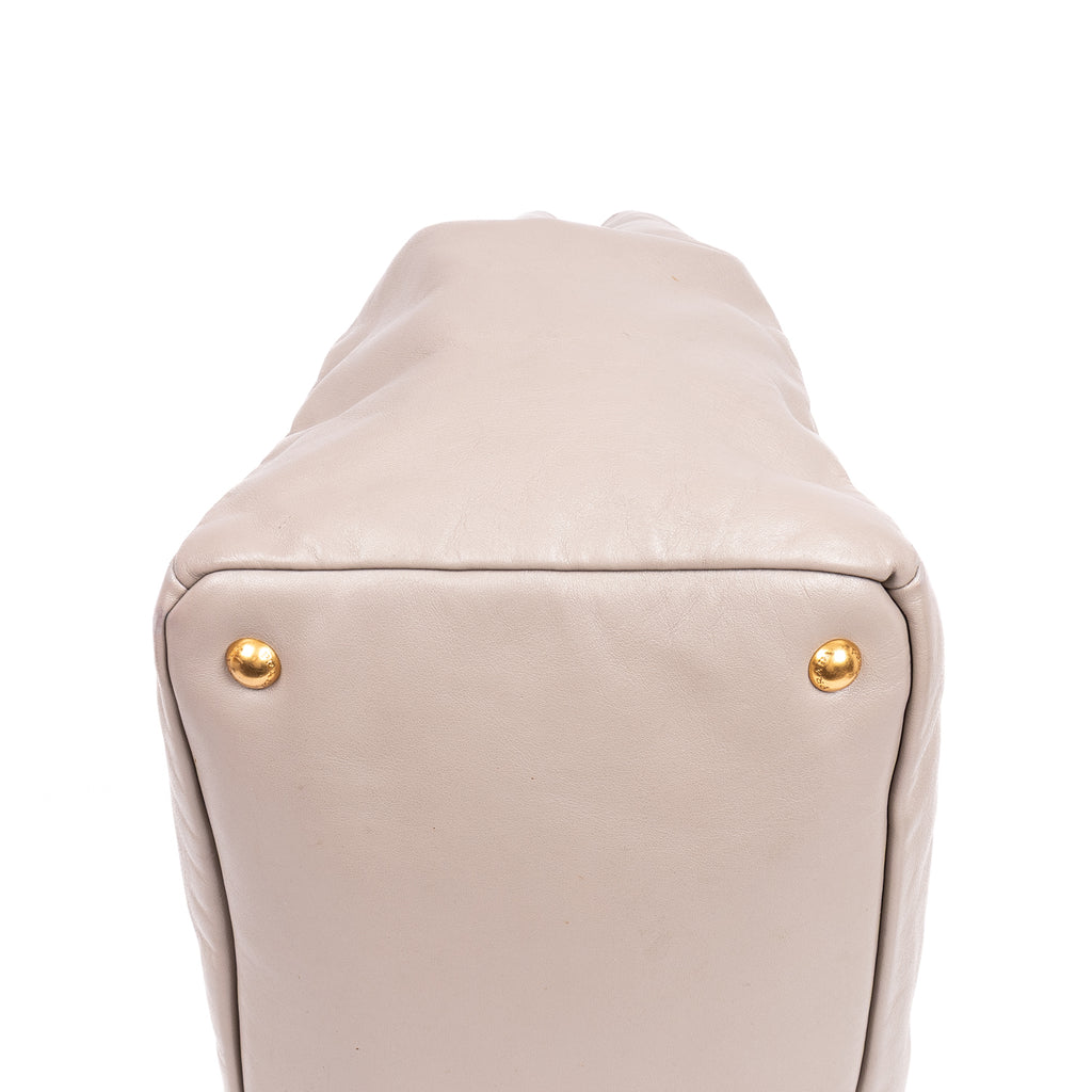 Handbag Front Zip Pocket Crossbody Tote Grey Soft Calfskin Leather
