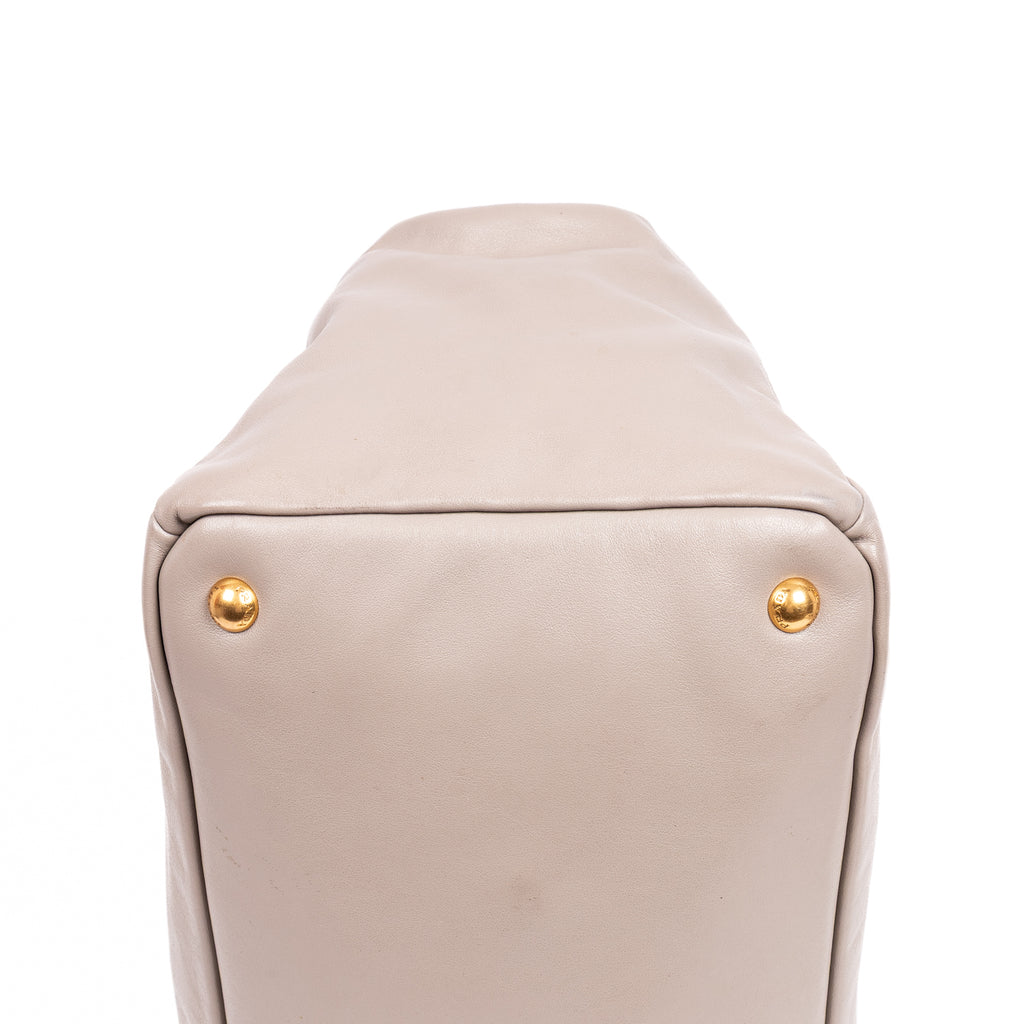 Handbag Front Zip Pocket Crossbody Tote Grey Soft Calfskin Leather