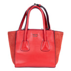 Handbag Top Handle Tote Red Glazed Calfskin Leather
