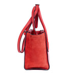 Handbag Top Handle Tote Red Glazed Calfskin Leather