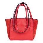 Handbag Top Handle Tote Red Glazed Calfskin Leather
