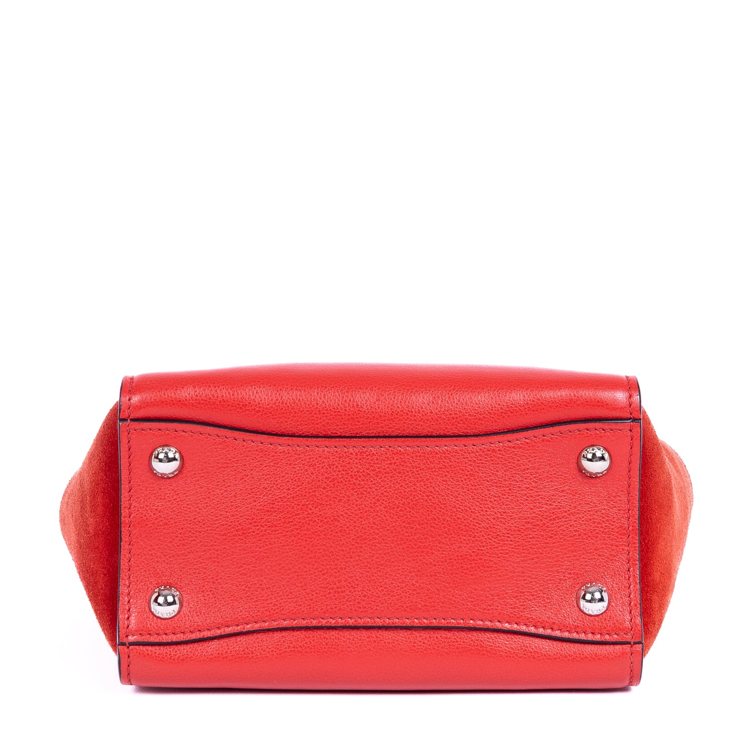 Handbag Top Handle Tote Red Glazed Calfskin Leather