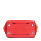 Handbag Top Handle Tote Red Glazed Calfskin Leather