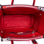 Handbag Top Handle Tote Red Glazed Calfskin Leather