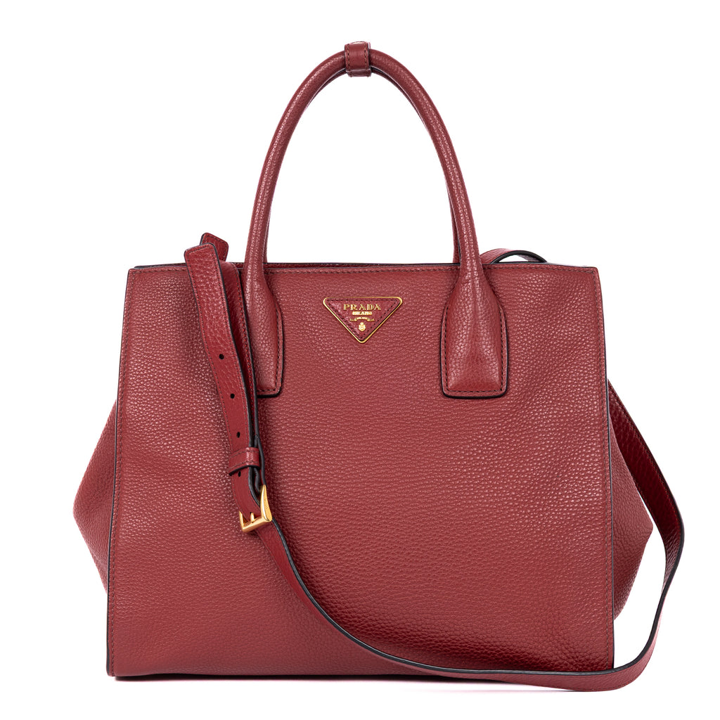 Shoulder Bag Crossbody Tote Burgundy Vitello Daino Leather