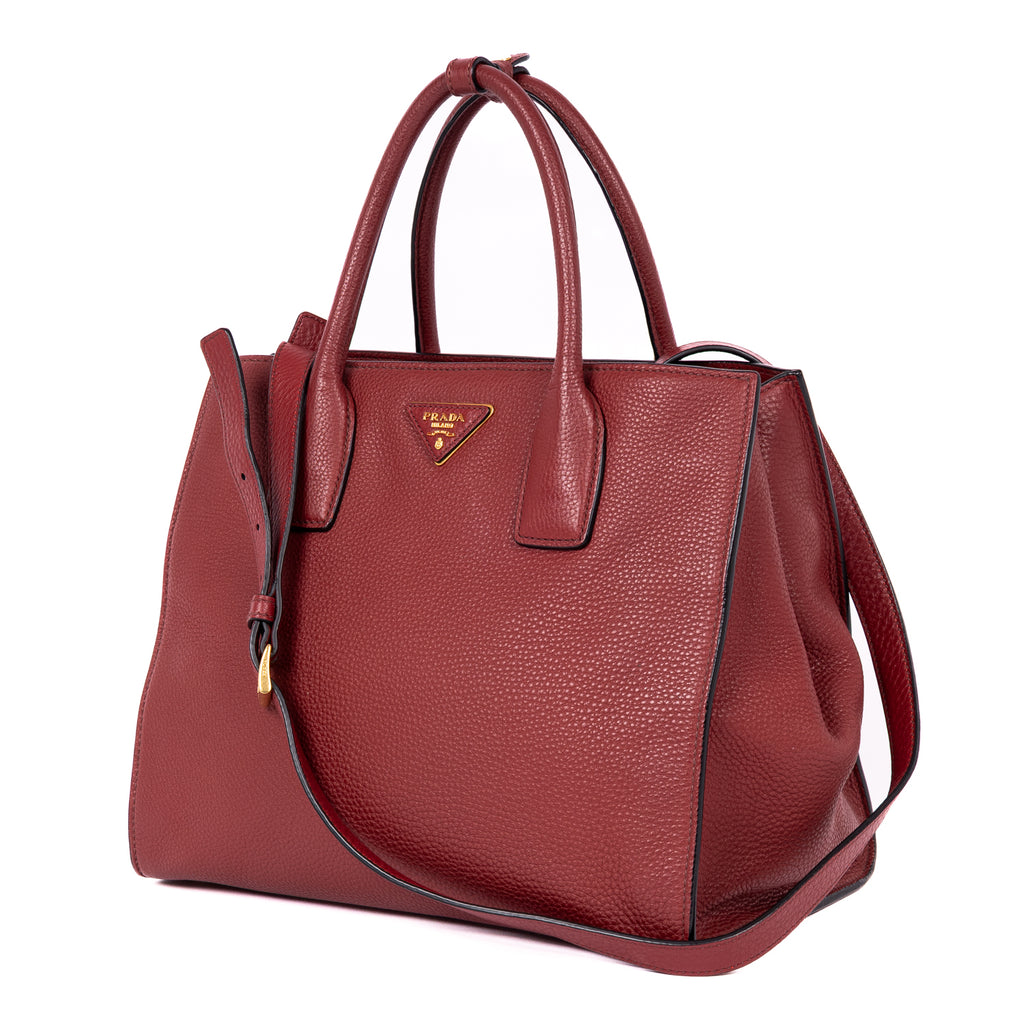 Shoulder Bag Crossbody Tote Burgundy Vitello Daino Leather