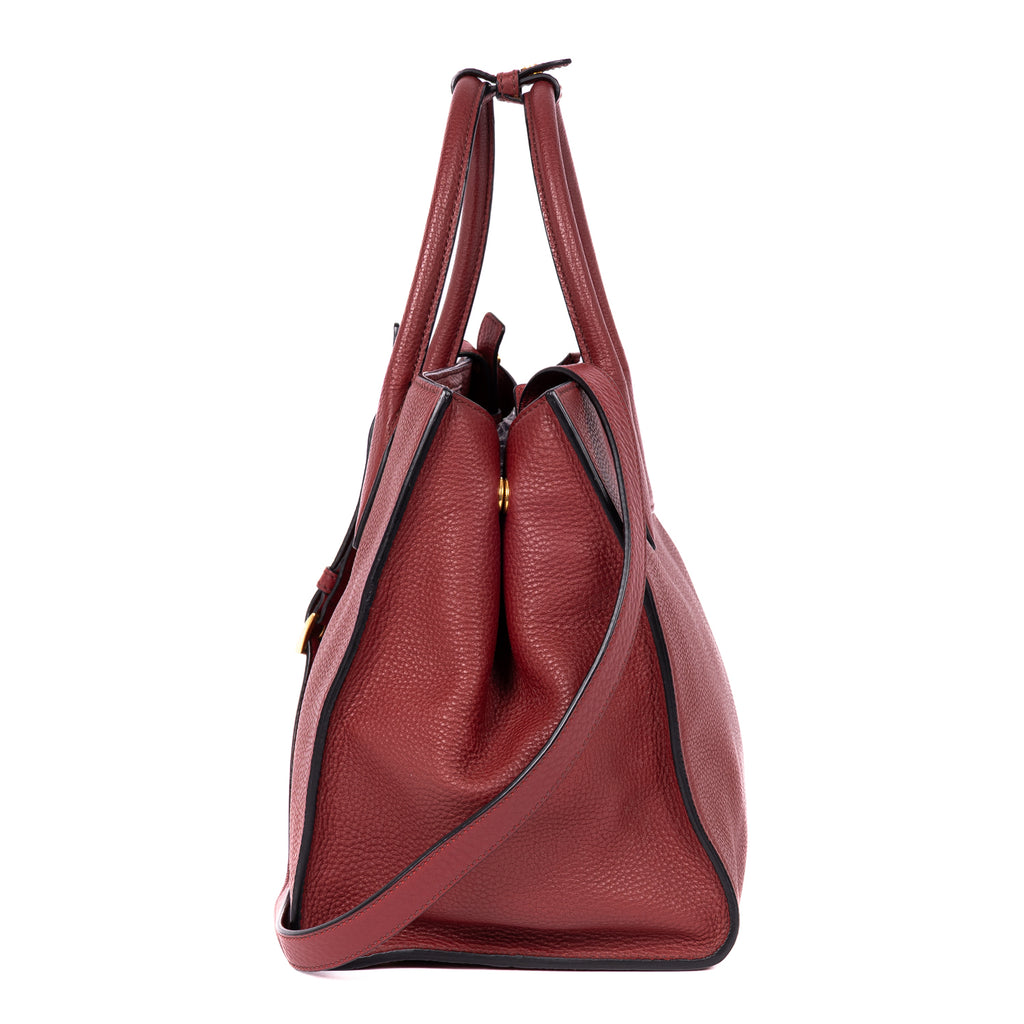 Shoulder Bag Crossbody Tote Burgundy Vitello Daino Leather