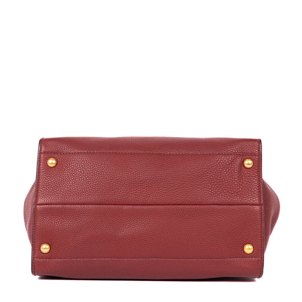 Shoulder Bag Crossbody Tote Burgundy Vitello Daino Leather