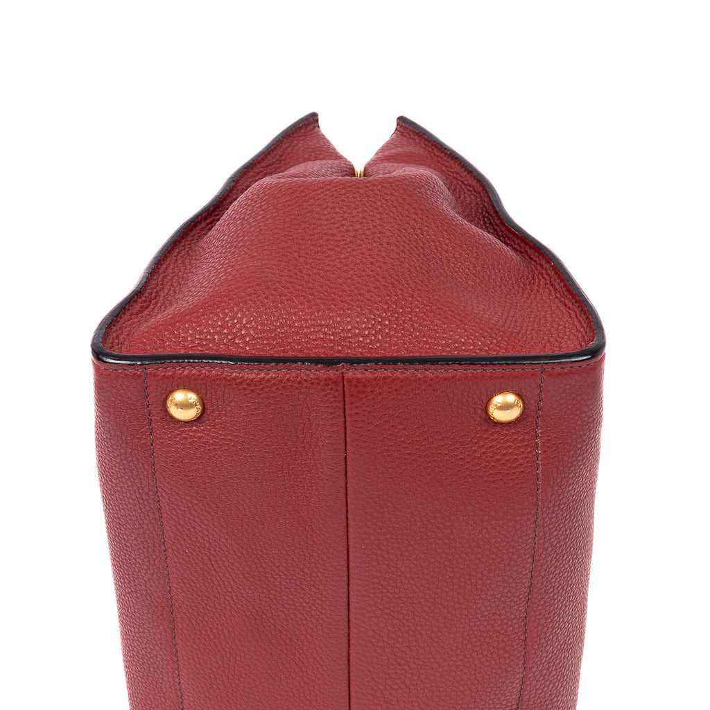 Shoulder Bag Crossbody Tote Burgundy Vitello Daino Leather