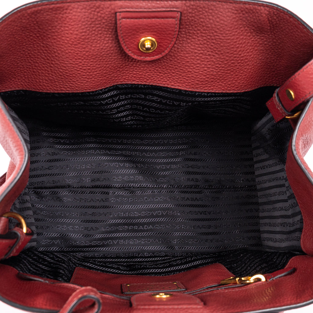 Shoulder Bag Crossbody Tote Burgundy Vitello Daino Leather