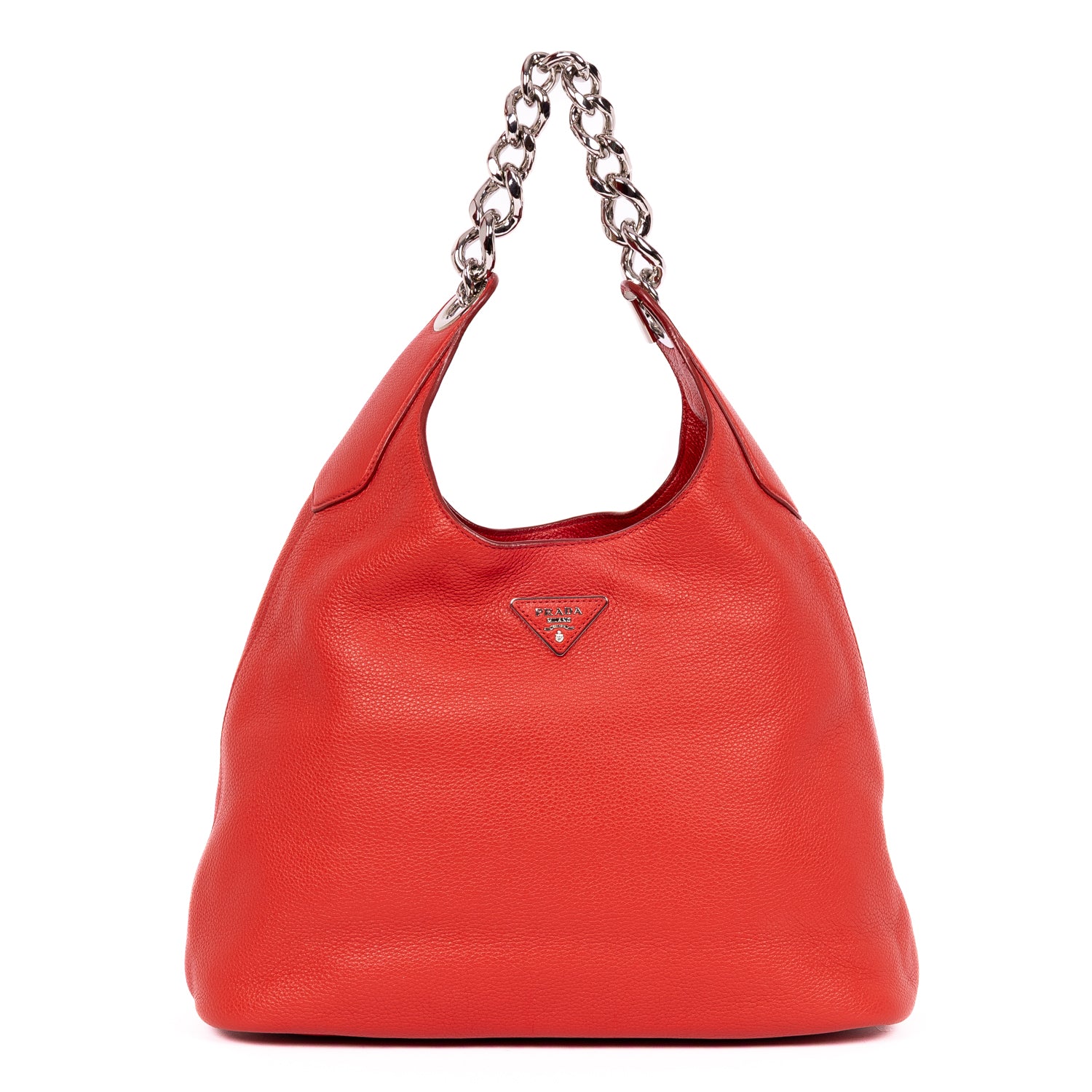 Shoulder Bag Maillon Chain Hobo Red Vitello Daino Leather