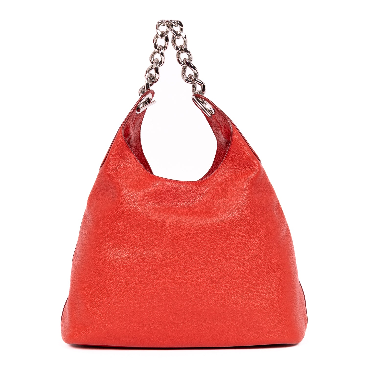 Shoulder Bag Maillon Chain Hobo Red Vitello Daino Leather