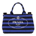 Handbag Stripes Canapa Tote Small Blue Logo Stampata Stripes Canvas