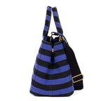 Handbag Stripes Canapa Tote Small Blue Logo Stampata Stripes Canvas