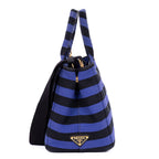 Handbag Stripes Canapa Tote Small Blue Logo Stampata Stripes Canvas