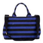 Handbag Stripes Canapa Tote Small Blue Logo Stampata Stripes Canvas