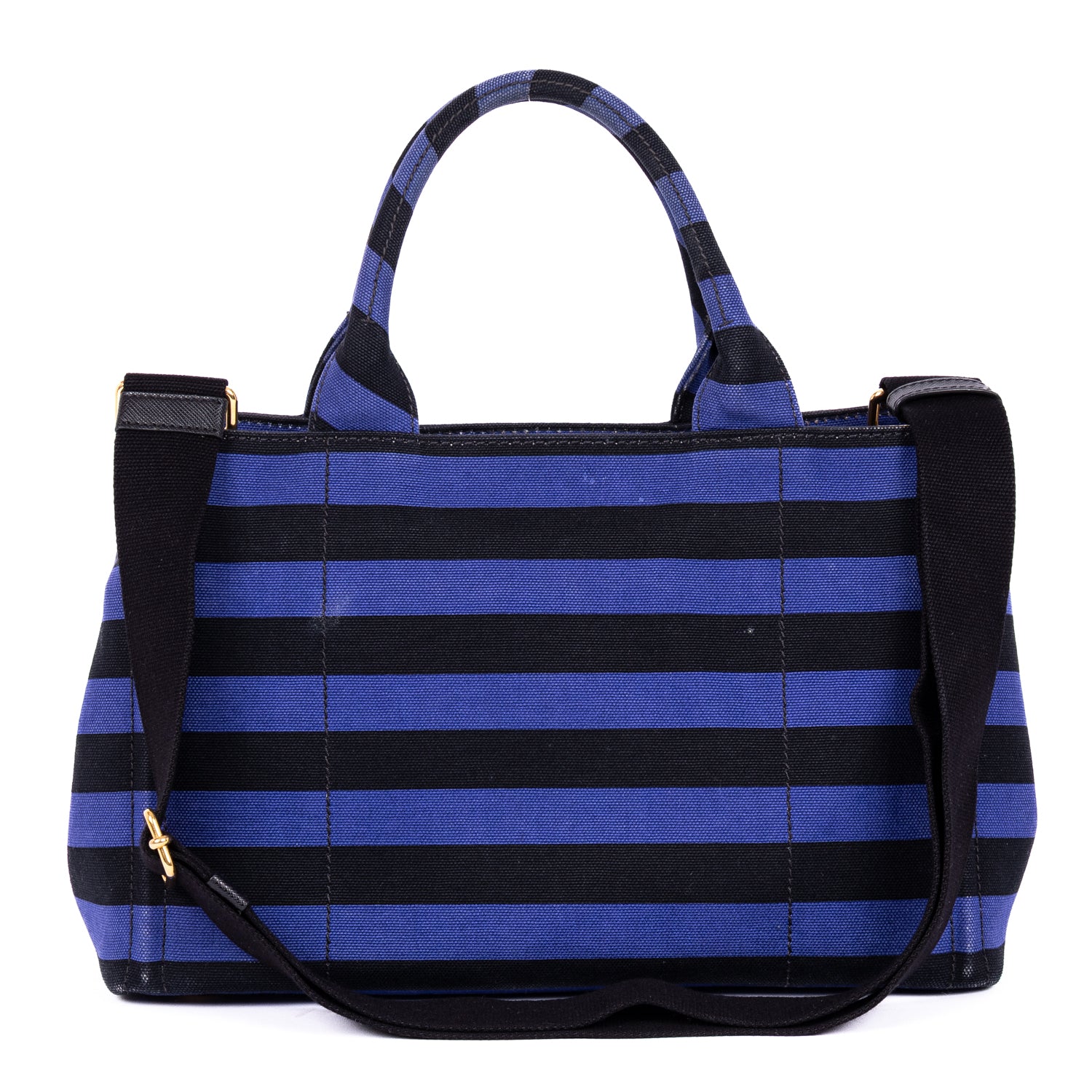 Handbag Stripes Canapa Tote Small Blue Logo Stampata Stripes Canvas