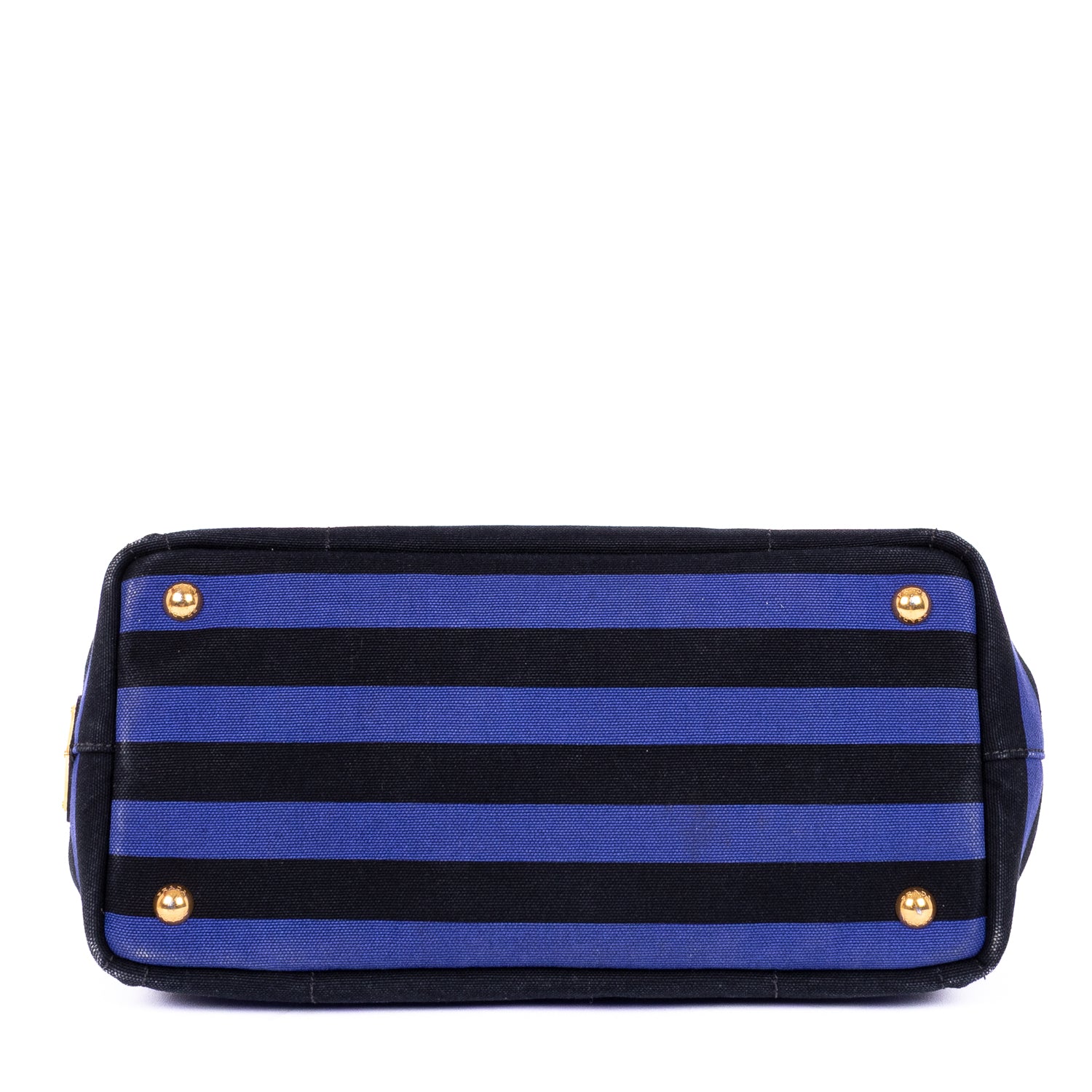 Handbag Stripes Canapa Tote Small Blue Logo Stampata Stripes Canvas