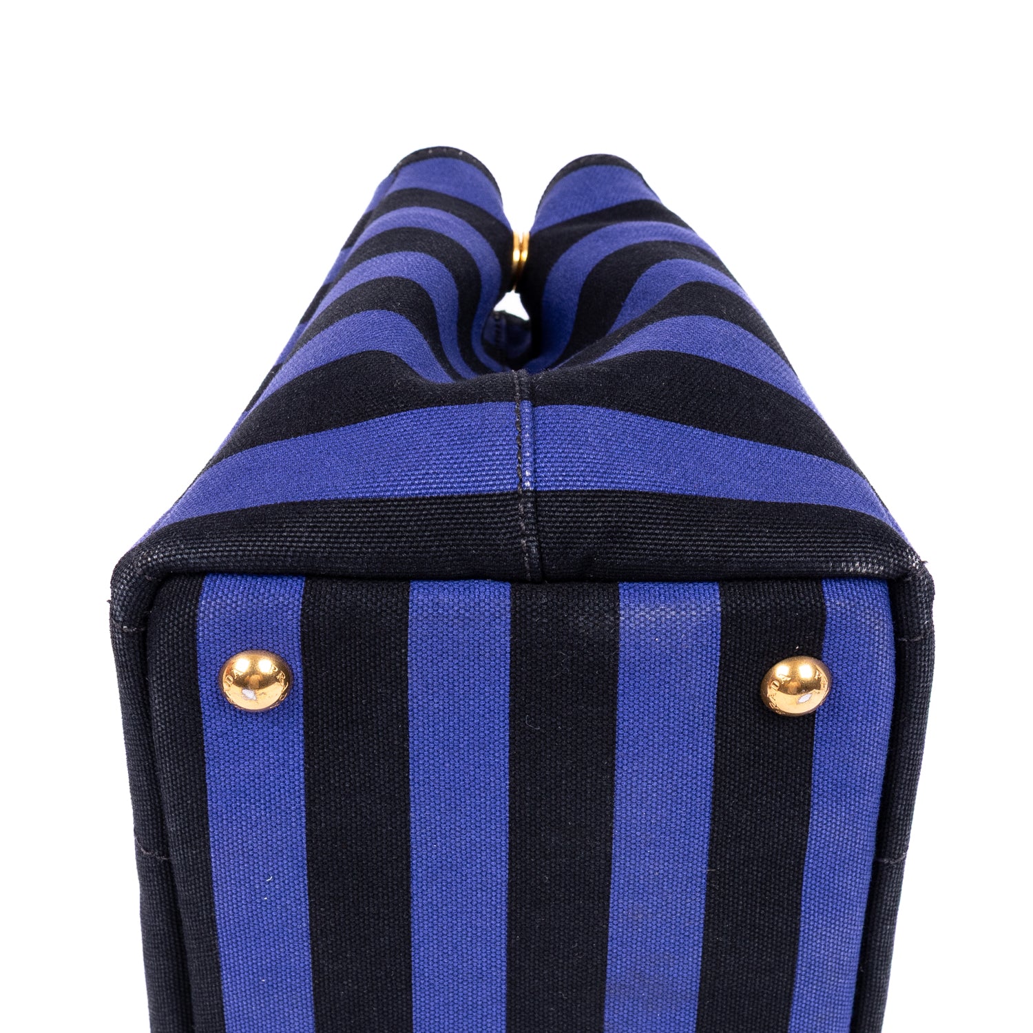 Handbag Stripes Canapa Tote Small Blue Logo Stampata Stripes Canvas