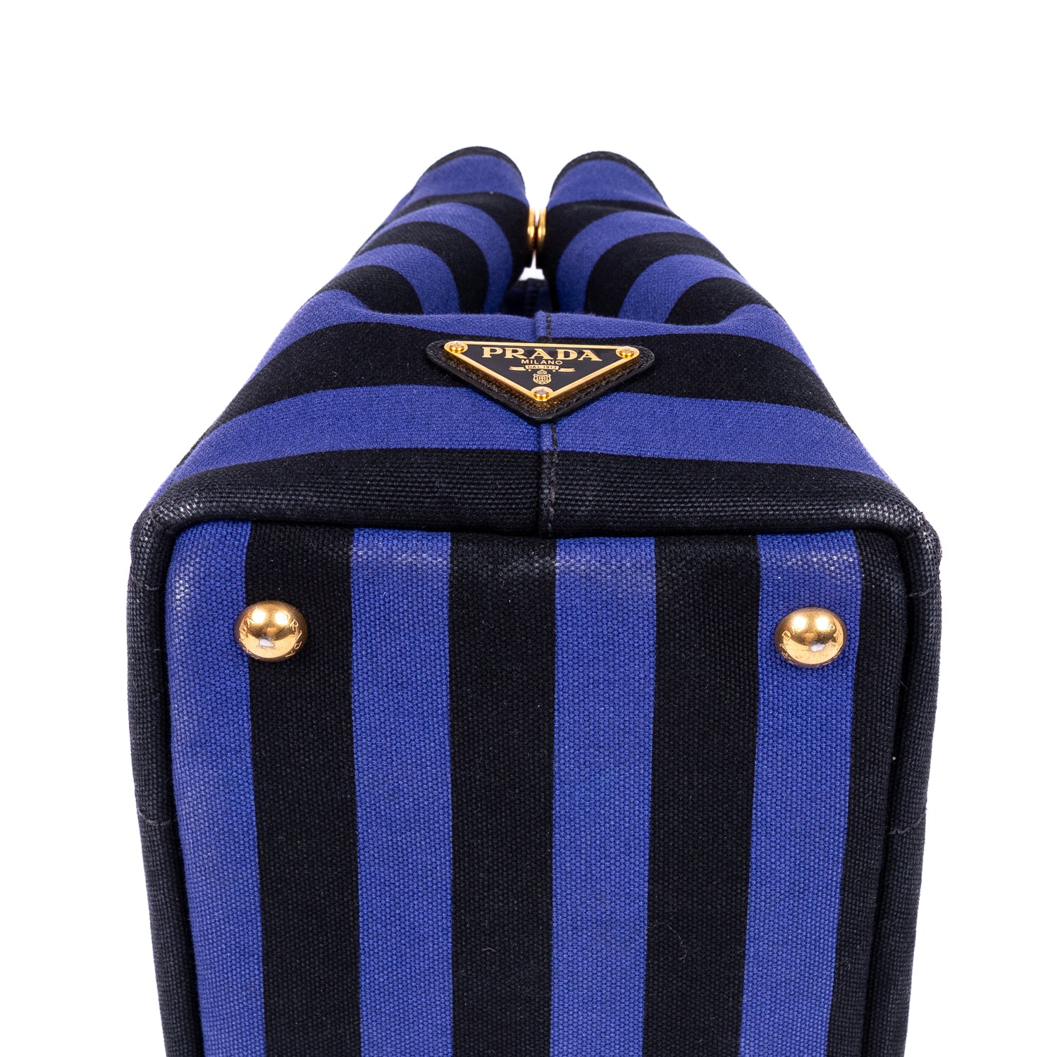 Handbag Stripes Canapa Tote Small Blue Logo Stampata Stripes Canvas
