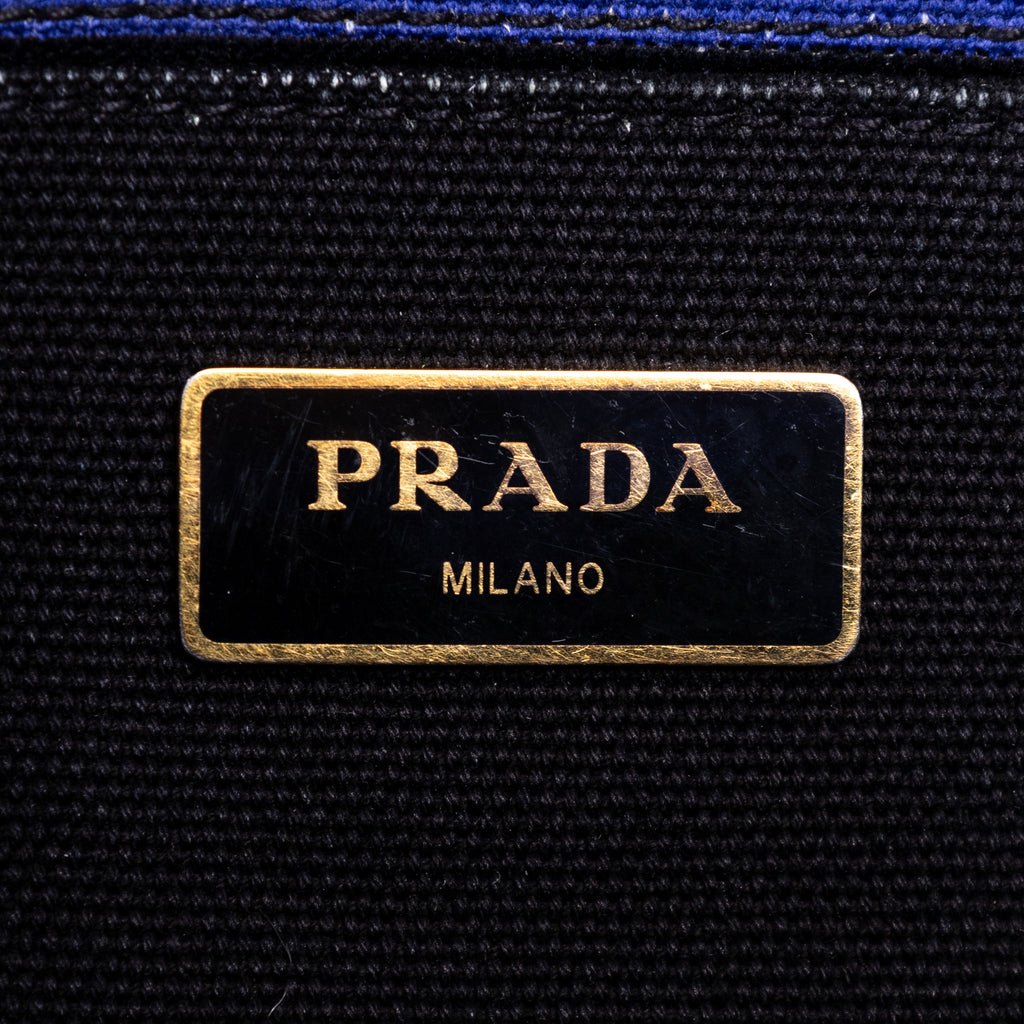 Handbag Stripes Canapa Tote Small Blue Logo Stampata Stripes Canvas