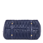 Handbag Crossbody Cabas Navy Blue Nappa Gaufre Leather