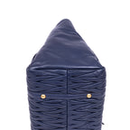 Handbag Crossbody Cabas Navy Blue Nappa Gaufre Leather