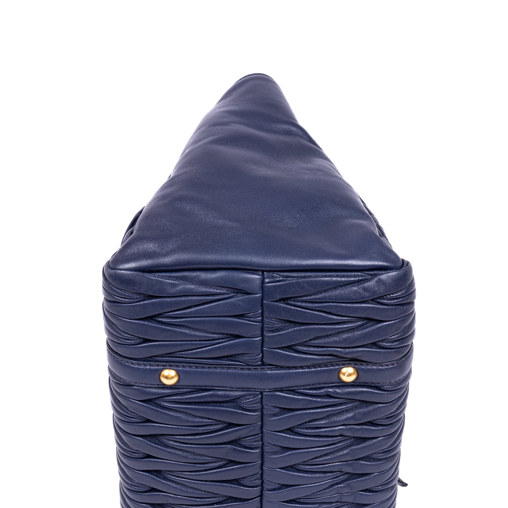 Handbag Crossbody Cabas Navy Blue Nappa Gaufre Leather
