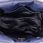 Handbag Crossbody Cabas Navy Blue Nappa Gaufre Leather