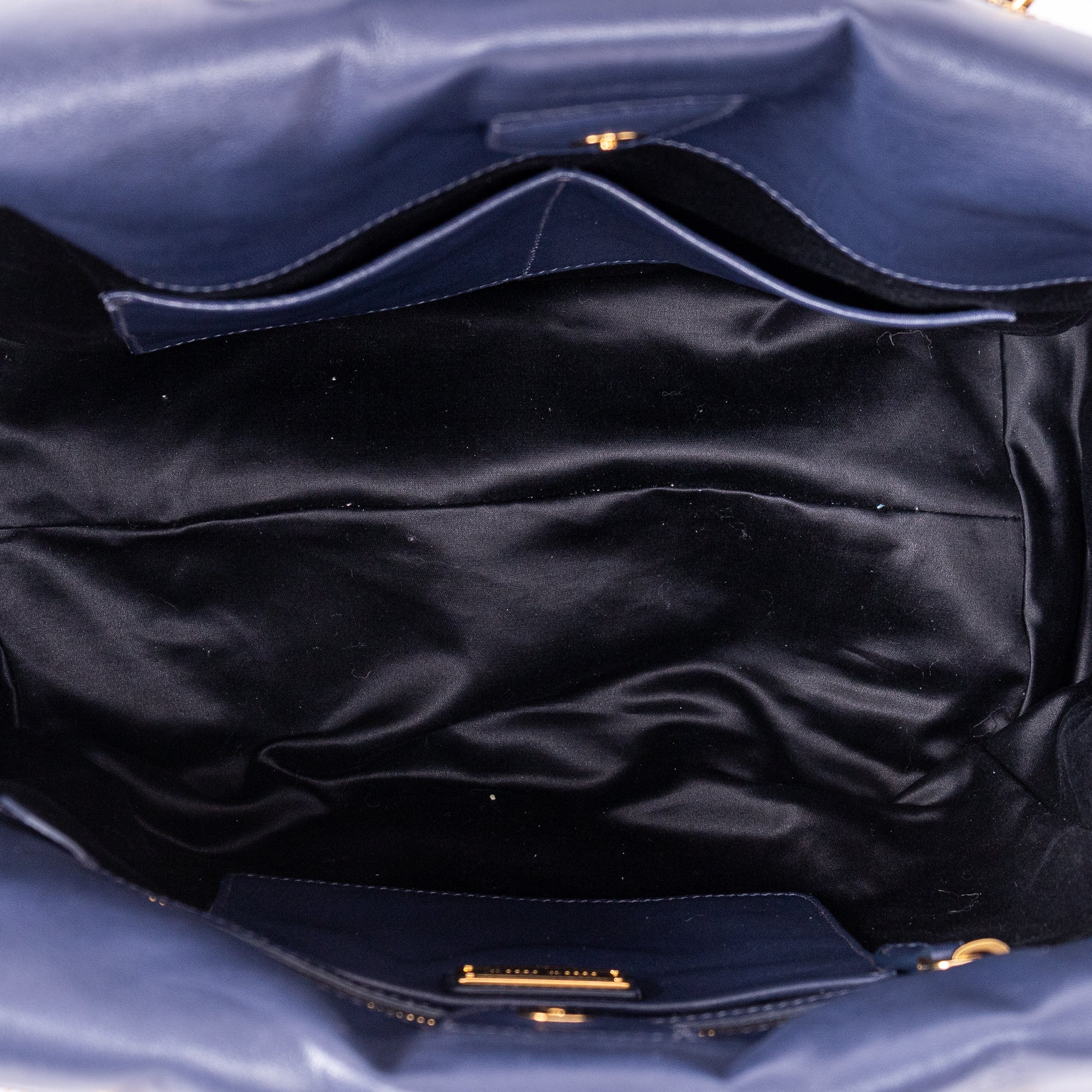 Handbag Crossbody Cabas Navy Blue Nappa Gaufre Leather