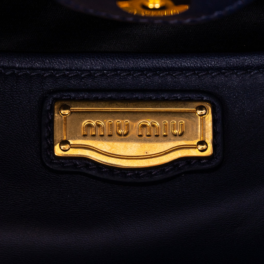 Handbag Crossbody Cabas Navy Blue Nappa Gaufre Leather