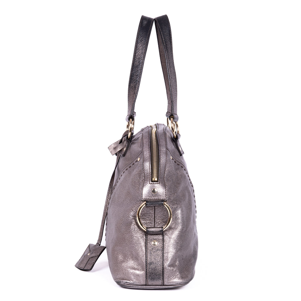 Shoulder Bag Muse Large Silver Calfskin Leather