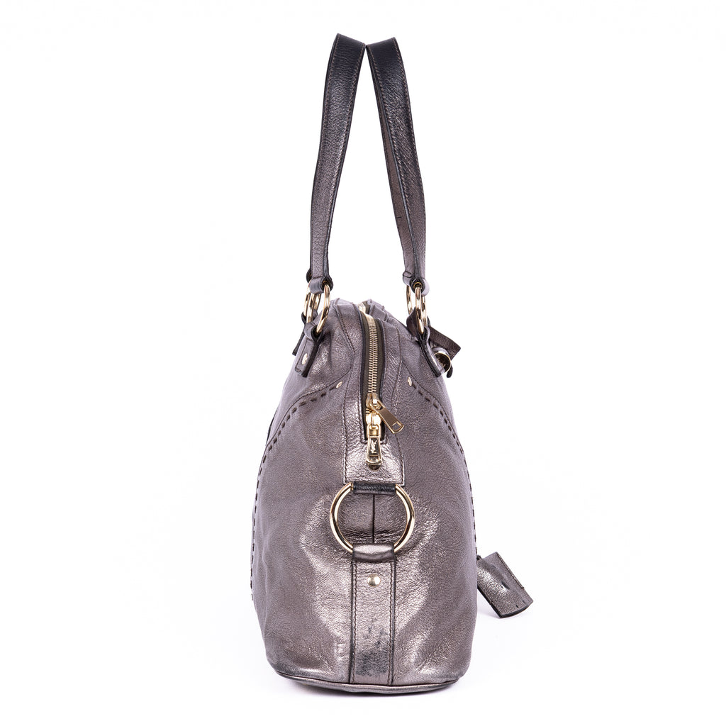 Shoulder Bag Muse Large Silver Calfskin Leather