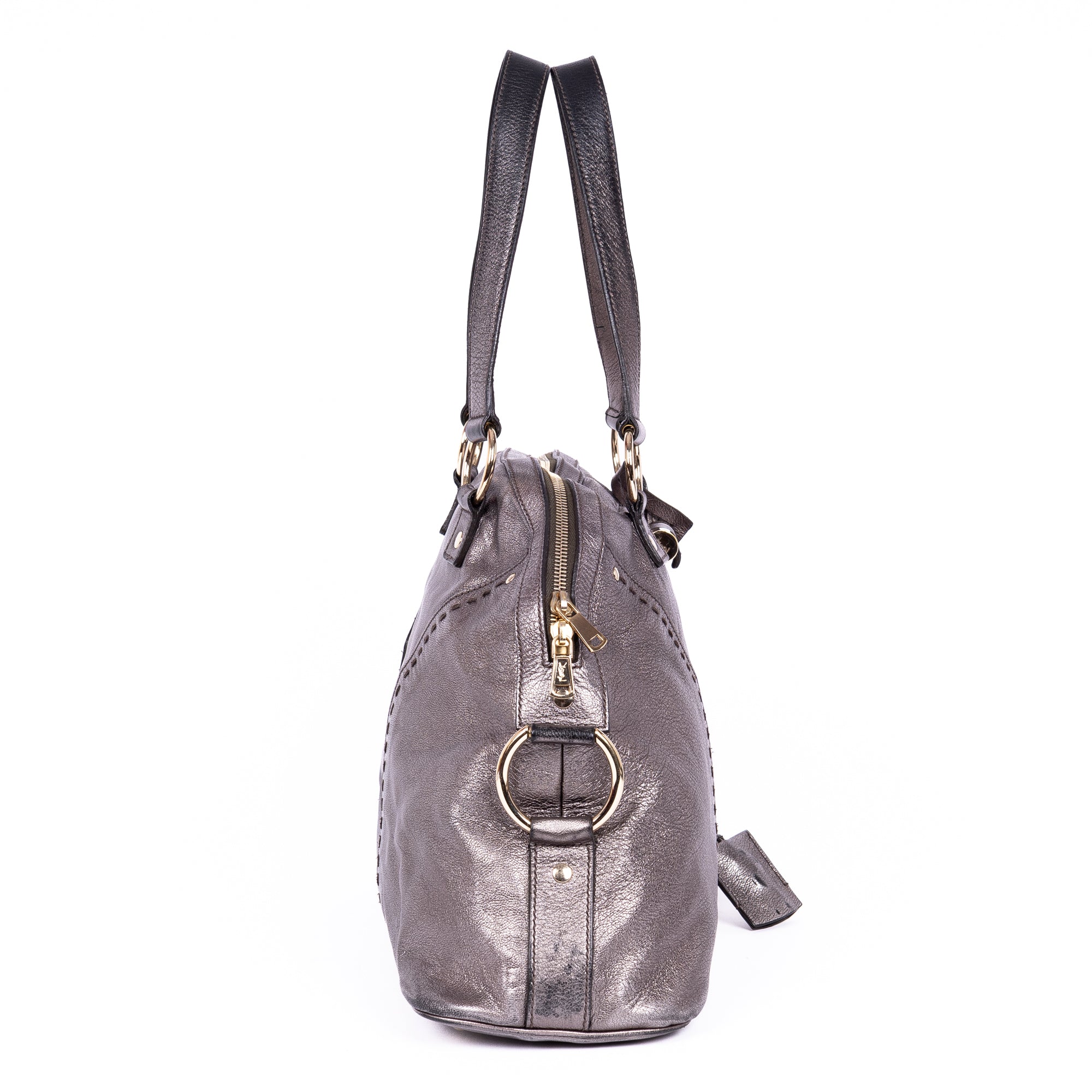 Shoulder Bag Muse Large Silver Calfskin Leather