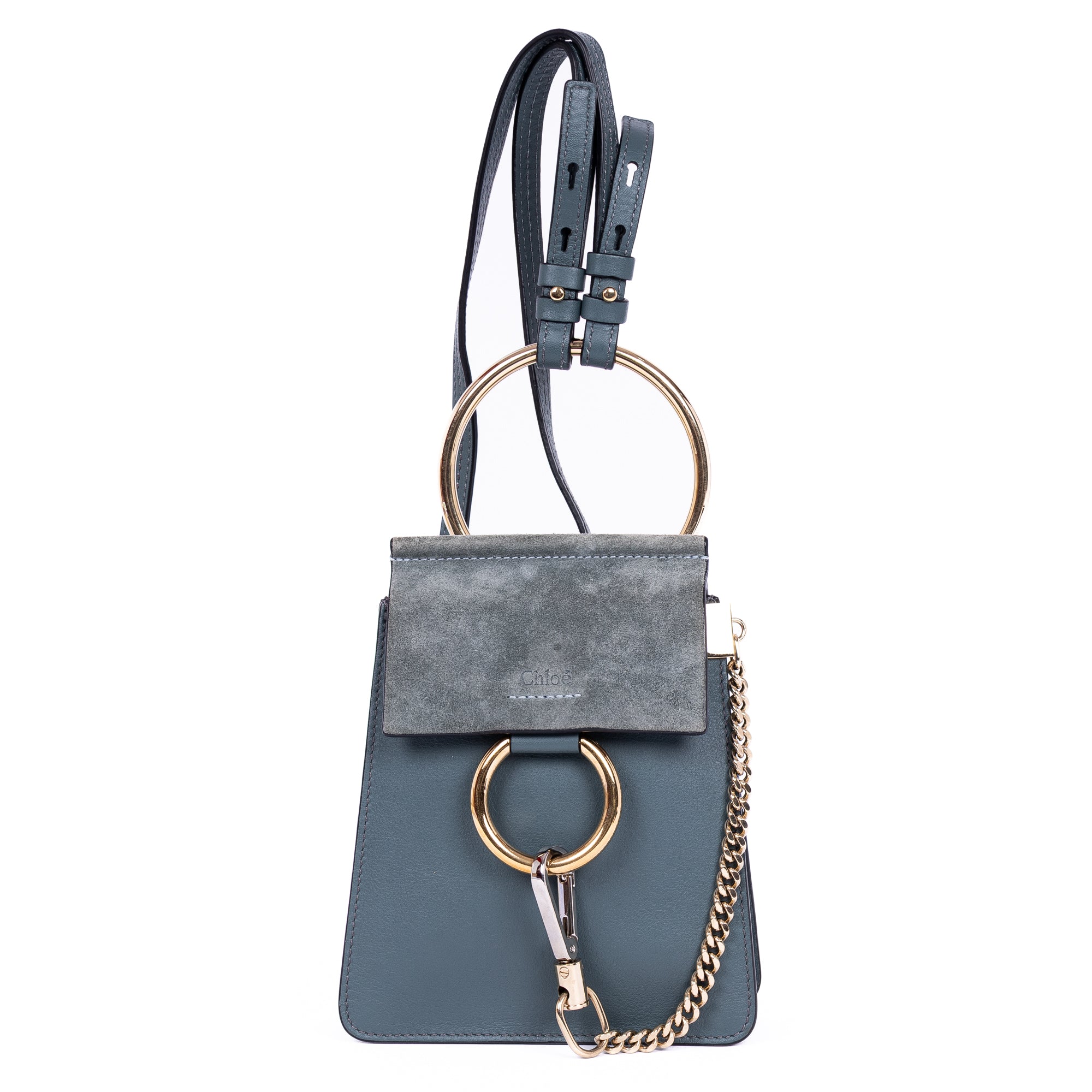 Shoulder Bag Faye Bracelet Pochette Crossbody Grey Smooth Calfskin Leather/Suede Leather