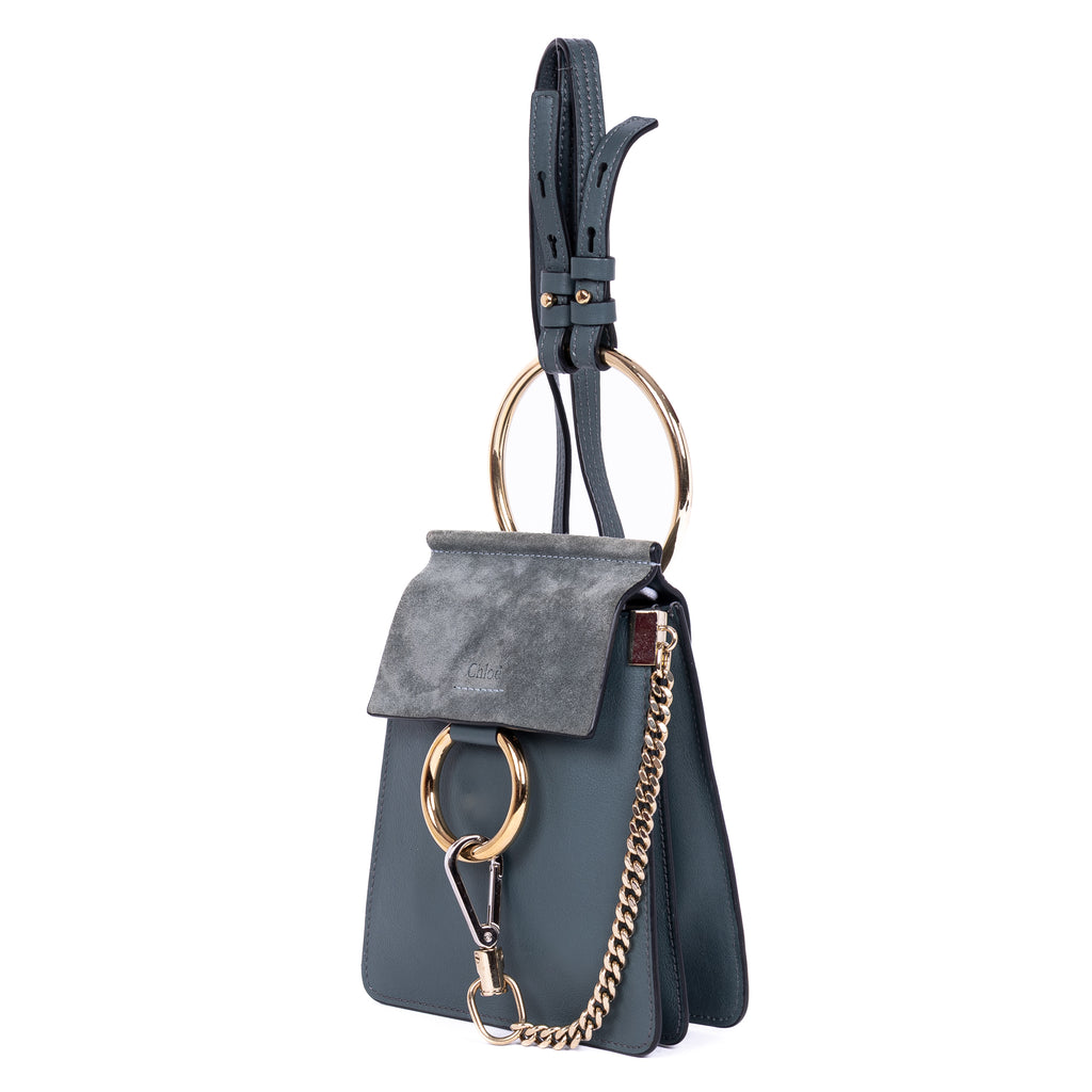 Shoulder Bag Faye Bracelet Pochette Crossbody Grey Smooth Calfskin Leather/Suede Leather