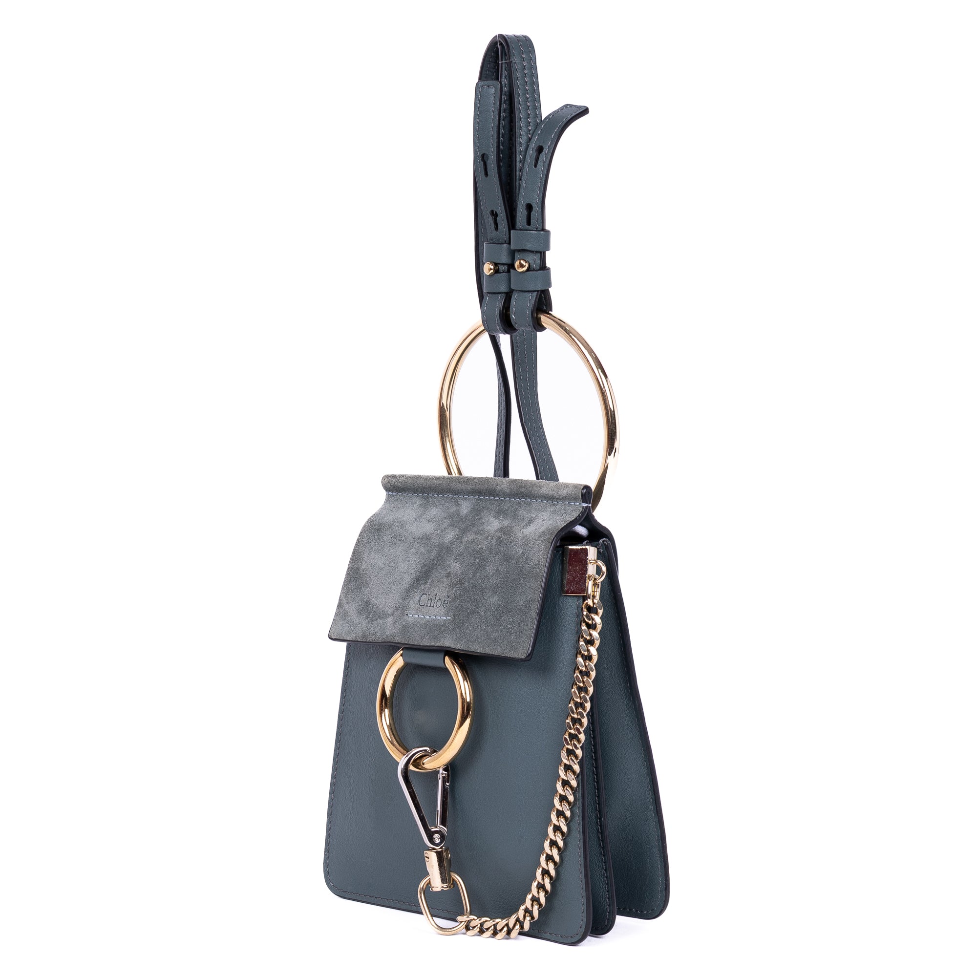 Shoulder Bag Faye Bracelet Pochette Crossbody Grey Smooth Calfskin Leather/Suede Leather