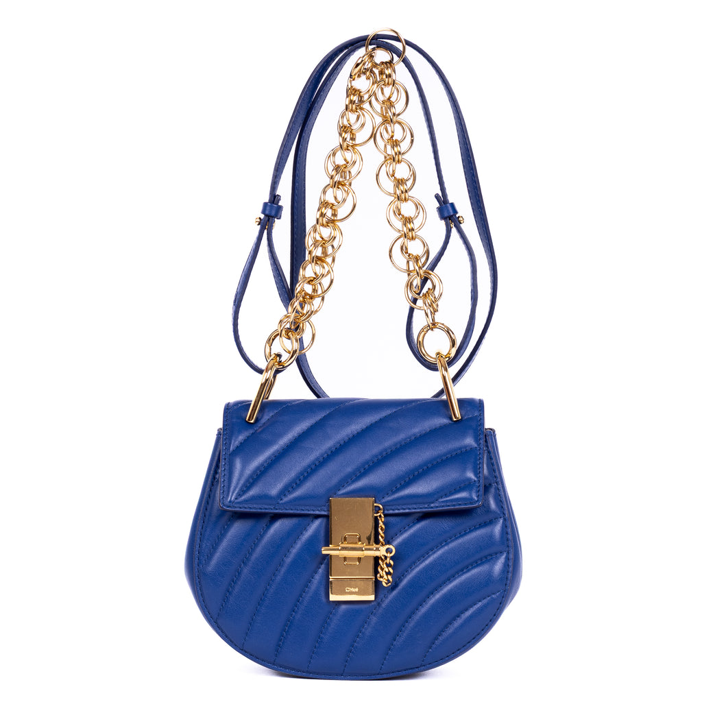 Shoulder Bag Drew Mini Royal Blue Calfskin Quilted Leather