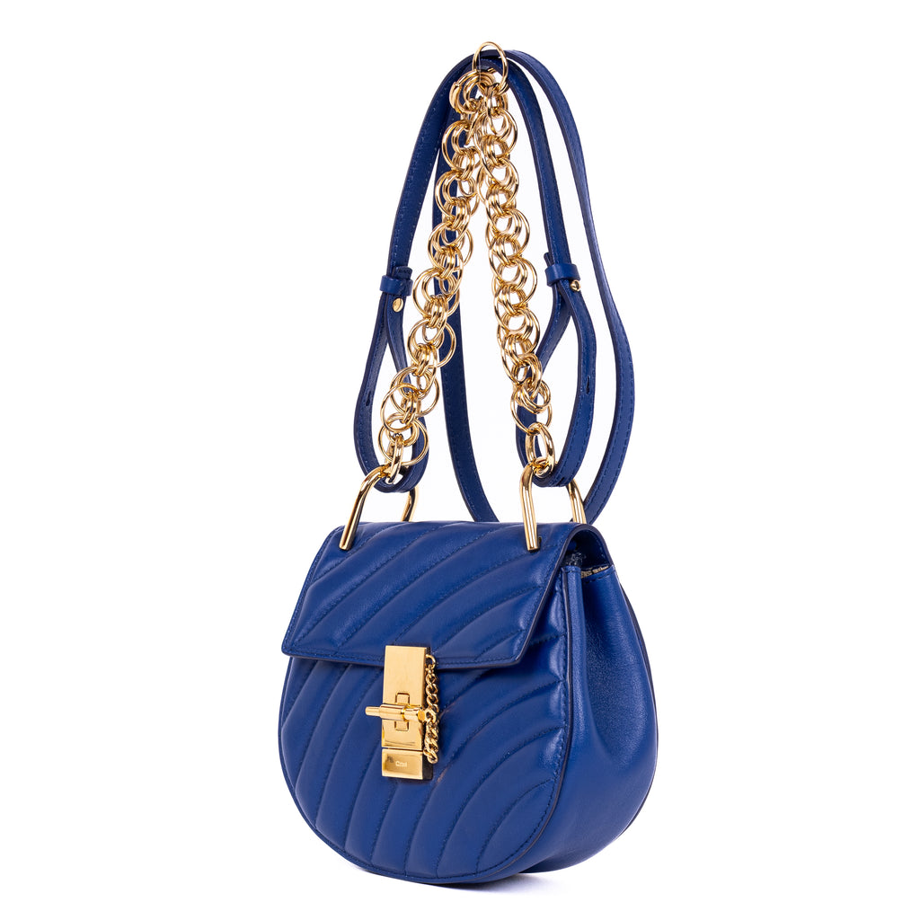 Shoulder Bag Drew Mini Royal Blue Calfskin Quilted Leather