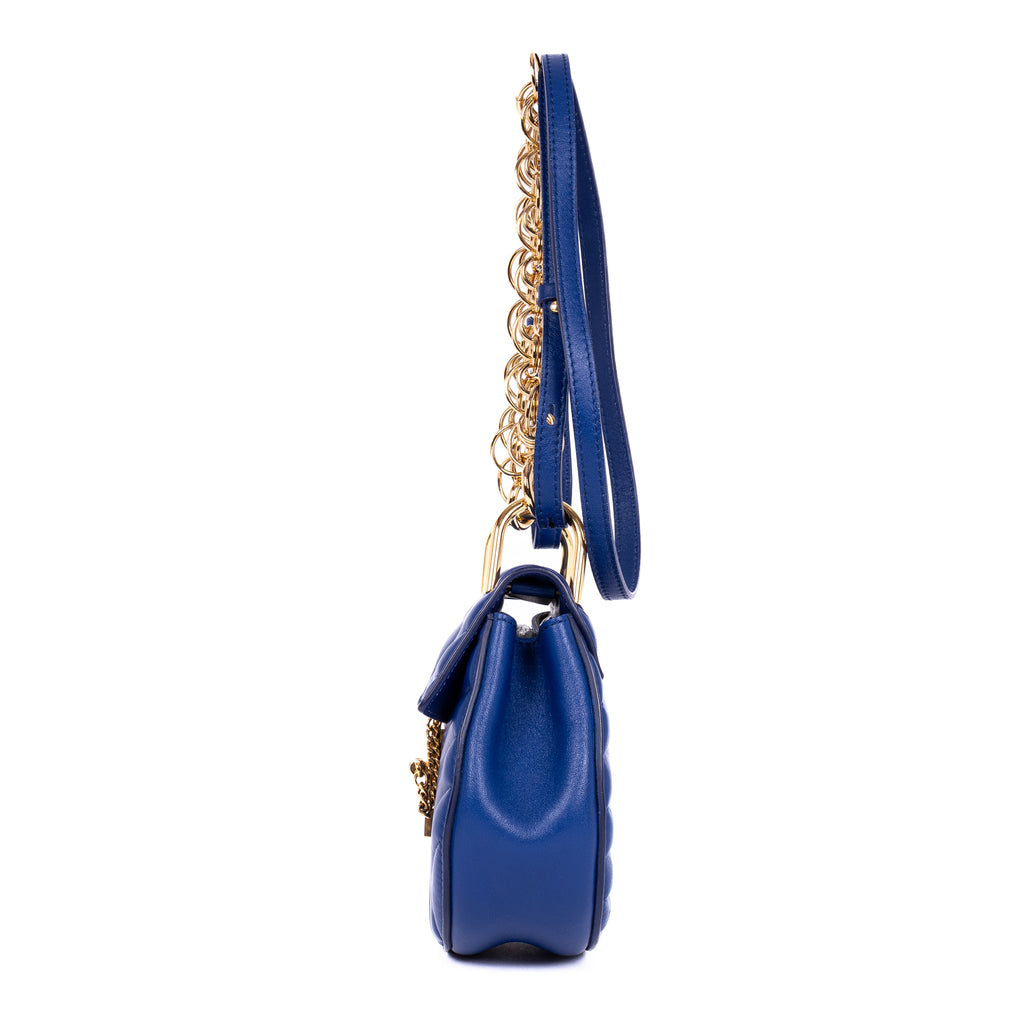 Shoulder Bag Drew Mini Royal Blue Calfskin Quilted Leather